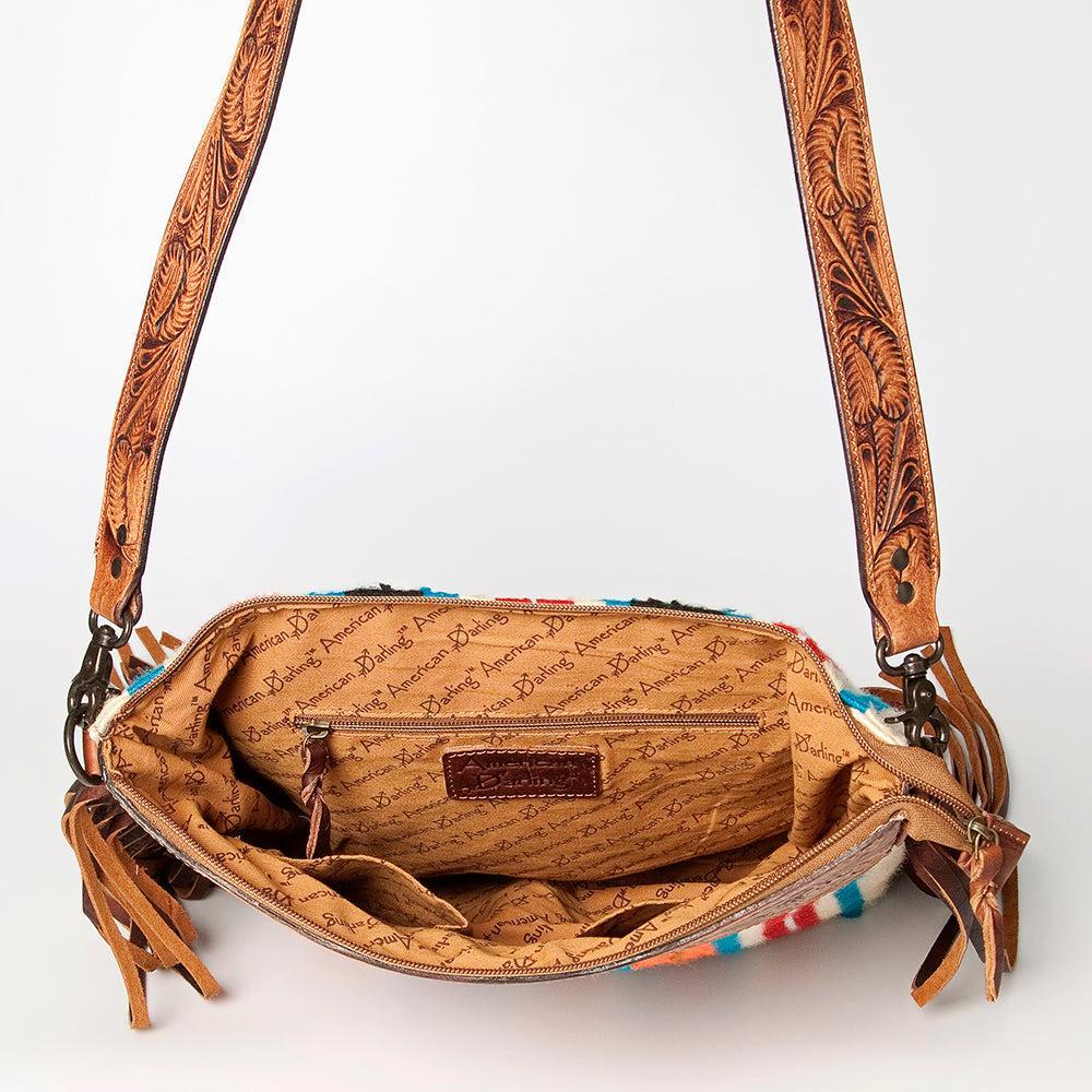 American Darling ADBGZ633 Signature Crossbody Hand Tooled Saddle Blanket Genuine Leather Women Bag Western Handbag Purse