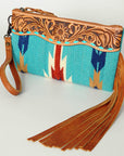 American Darling Wristlet Hand Tooled Saddle Blanket Genuine Leather Western Women Bag | Handbag Purse | Women Wristlet Purse | Wristlet Purse | Travel Wristlet Purse | Leather Wristlet Purse | Clutch Wristlet Purse