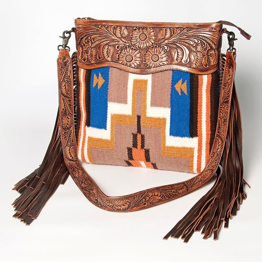 American Darling ADBGZ568A Signature Crossbody Hand Tooled Saddle Blanket Genuine Leather women bag western handbag purse