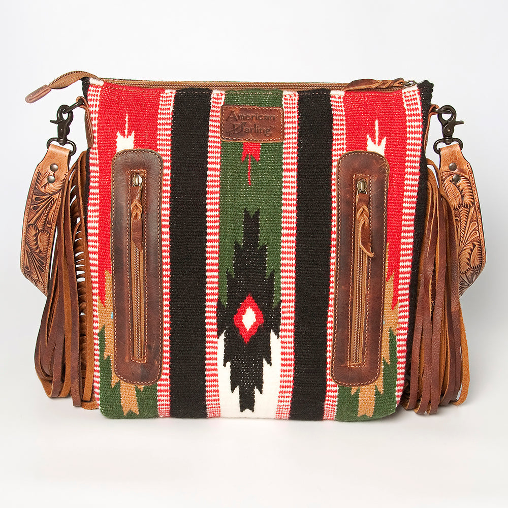 American Darling ADBGZ563A Signature Crossbody Hand Tooled Saddle Blanket Genuine Leather women bag western handbag purse