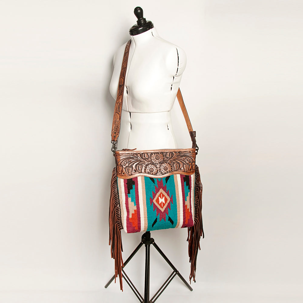 American Darling ADBGZ572A Signature Crossbody Hand Tooled Saddle Blanket Genuine Leather women bag western handbag purse