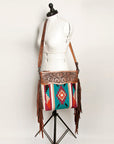 American Darling ADBGZ572A Signature Crossbody Hand Tooled Saddle Blanket Genuine Leather women bag western handbag purse