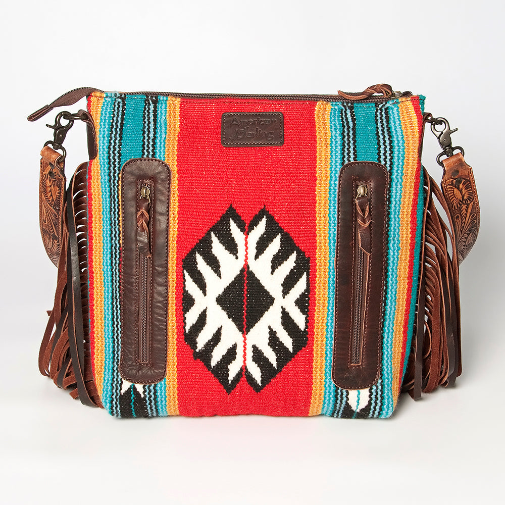American Darling ADBGZ581A Signature Crossbody Hand Tooled Saddle Blanket Genuine Leather women bag western handbag purse
