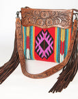 American Darling ADBGZ581A Signature Crossbody Hand Tooled Saddle Blanket Genuine Leather women bag western handbag purse