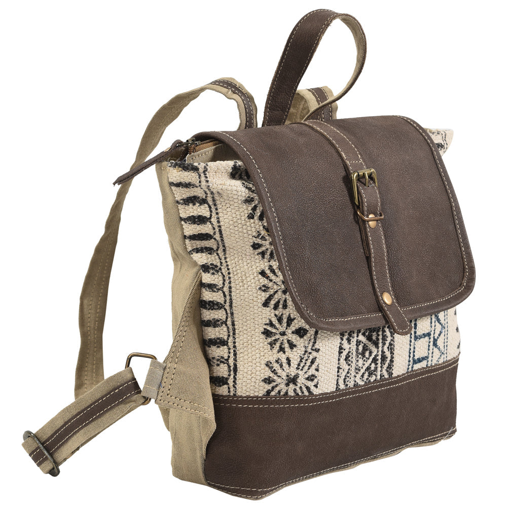 OHLAY KB101 Backpack Upcycled Canvas Genuine Leather women bag western handbag purse