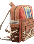 OHLAY American Luxury Man,Women Style Backpack Upcycled Canvas Hair-On Genuine Leather bag