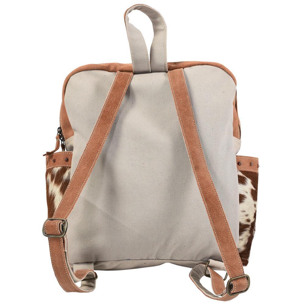 OHLAY American Luxury Man,Women Style Backpack Upcycled Canvas Hair-On Genuine Leather bag