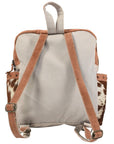 OHLAY American Luxury Man,Women Style Backpack Upcycled Canvas Hair-On Genuine Leather bag