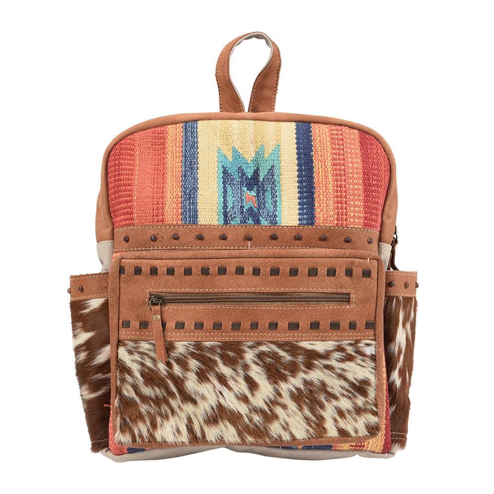 OHLAY American Luxury Man,Women Style Backpack Upcycled Canvas Hair-On Genuine Leather bag