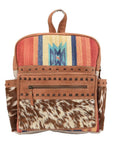 OHLAY American Luxury Man,Women Style Backpack Upcycled Canvas Hair-On Genuine Leather bag