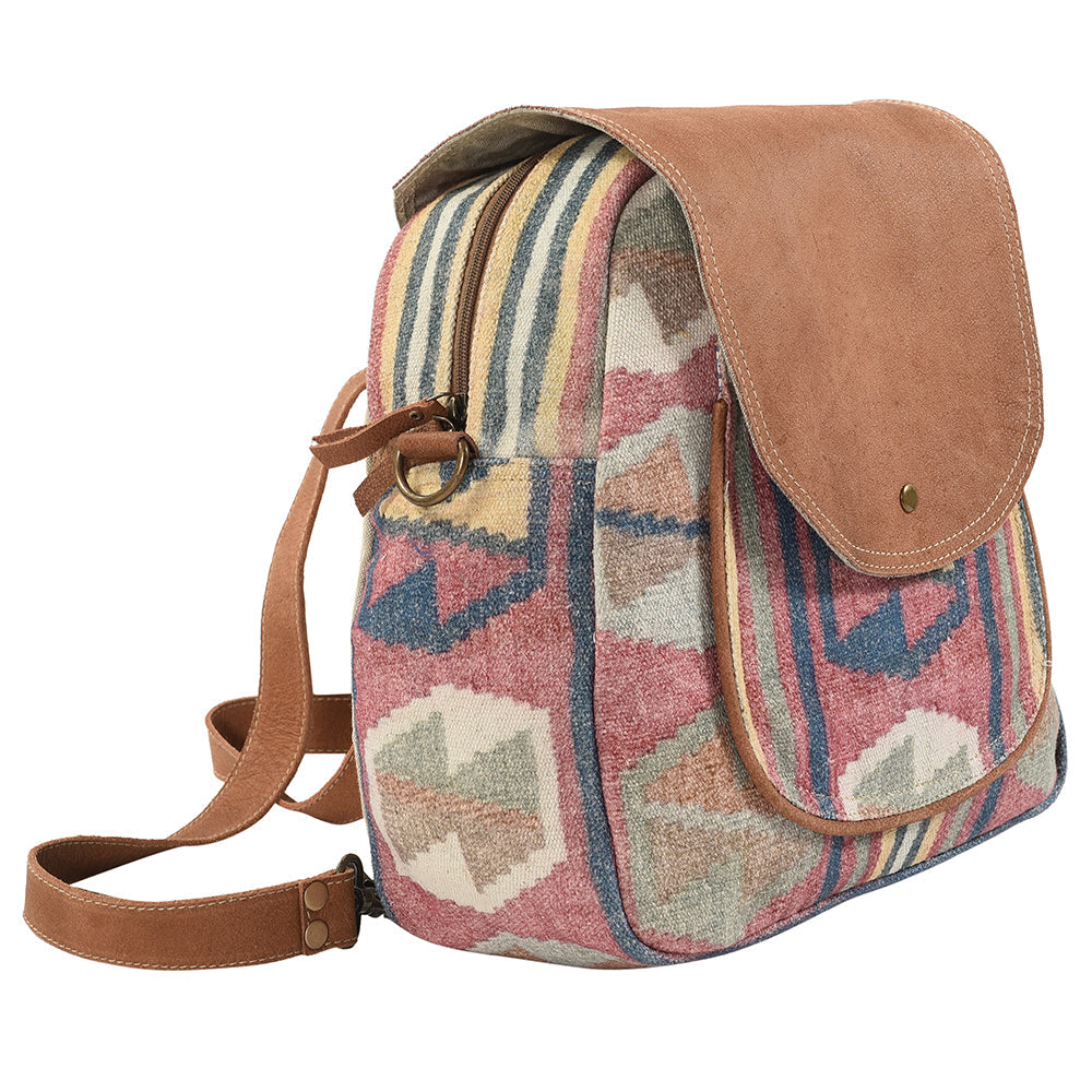OHLAY KB113 Backpack Upcycled Canvas Genuine Leather women bag western handbag purse