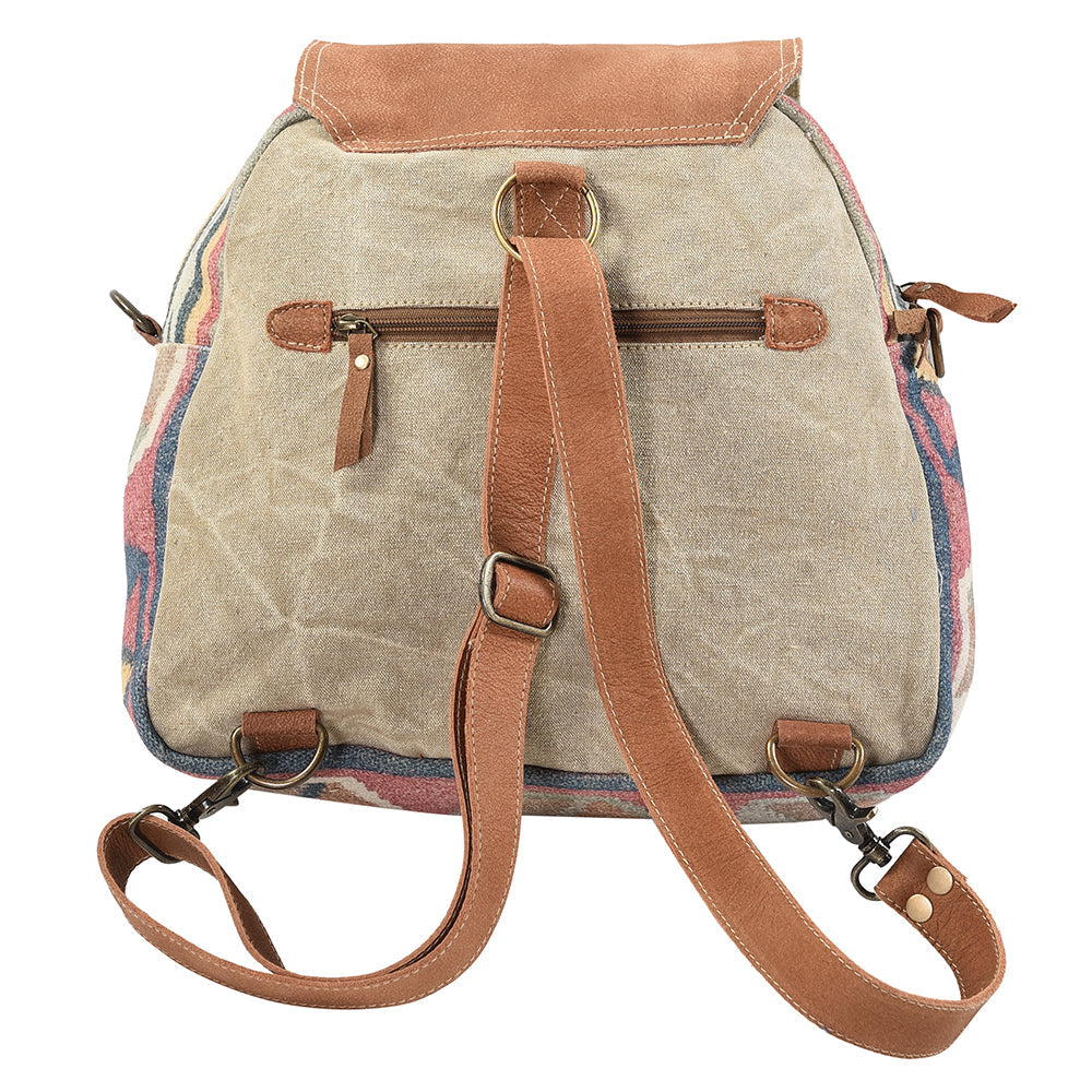OHLAY KB113 Backpack Upcycled Canvas Genuine Leather women bag western handbag purse