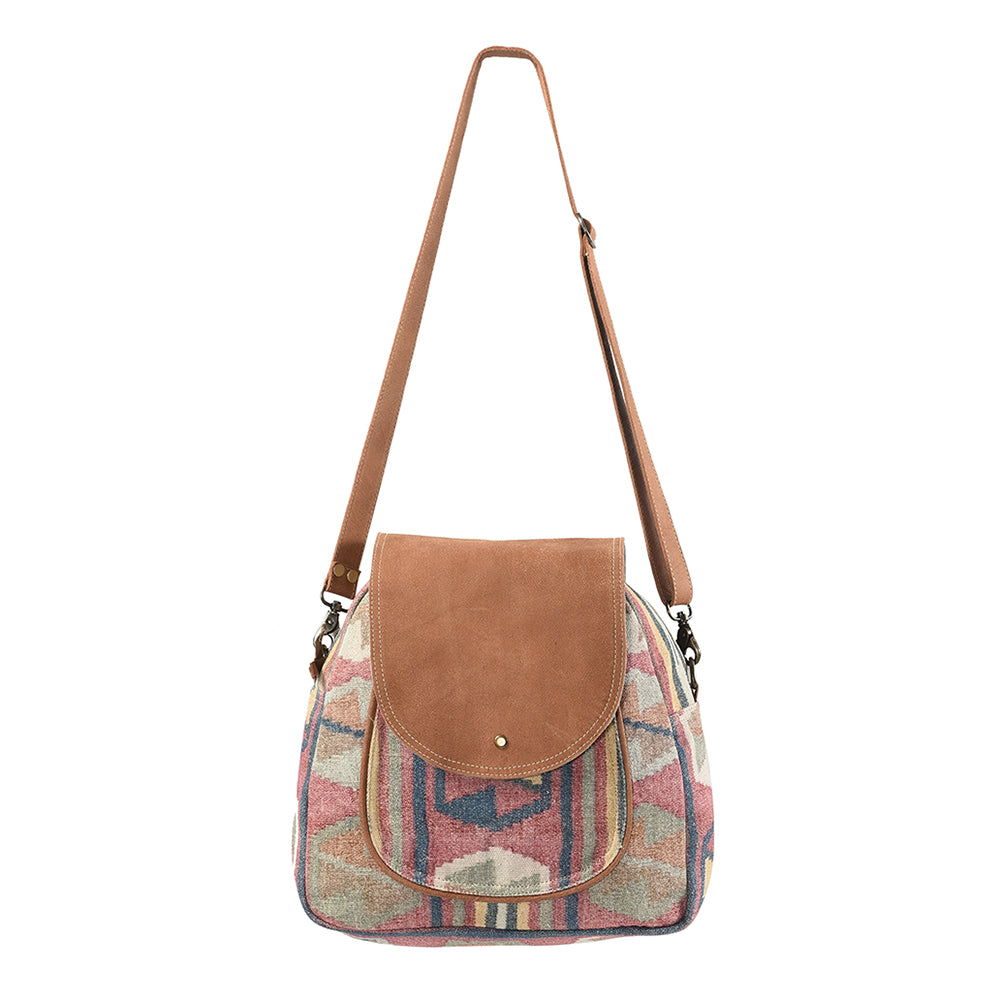 OHLAY KB113 Backpack Upcycled Canvas Genuine Leather women bag western handbag purse