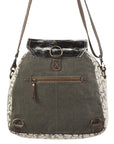 Ohlay Bags KB114 Backpack Upcycled Canvas Hair-On Genuine Leather Women Bag Western Handbag Purse