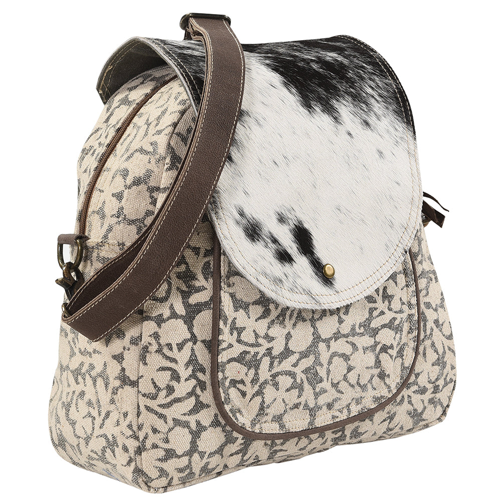 Ohlay Bags KB114 Backpack Upcycled Canvas Hair-On Genuine Leather Women Bag Western Handbag Purse