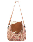 Ohlay Bags KB115 Backpack Upcycled Canvas Hair-On Genuine Leather Women Bag Western Handbag Purse