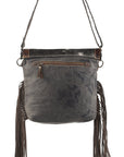 OHLAY Cross Body Upcycled Wool Canvas Embossed Hair-On Genuine Leather Women Bag Western Handbag Purse Womens Handbags