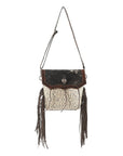 OHLAY Cross Body Upcycled Wool Canvas Embossed Hair-On Genuine Leather Women Bag Western Handbag Purse Womens Handbags