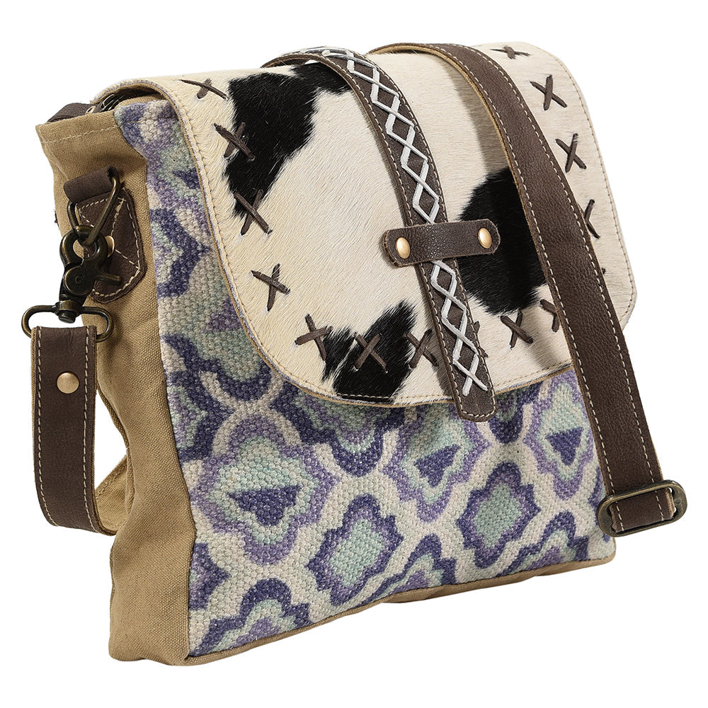 OHLAY KB121 Cross Body Upcycled Wool Upcycled Canvas Hair-On Genuine Leather women bag western handbag purse