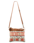 OHLAY KB137 Cross Body Upcycled Canvas Hair-On Genuine Leather women bag western handbag purse
