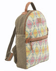OHLAY KB140 Backpack Upcycled Canvas Genuine Leather women bag western handbag purse