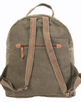 OHLAY KB140 Backpack Upcycled Canvas Genuine Leather women bag western handbag purse