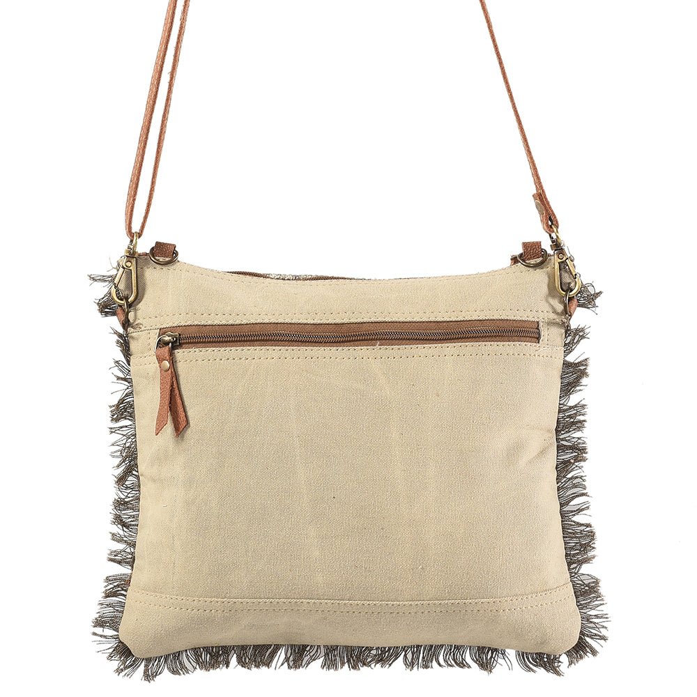 Crossbody Bag With Repurposed Wool Canvas And Hair On Leather Western Craftsmanship