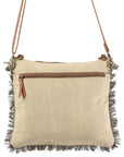 Crossbody Bag With Repurposed Wool Canvas And Hair On Leather Western Craftsmanship