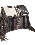 OHLAY KB163 Cross Body Upcycled Wool Upcycled Canvas Hair-On Genuine Leather women bag western handbag purse