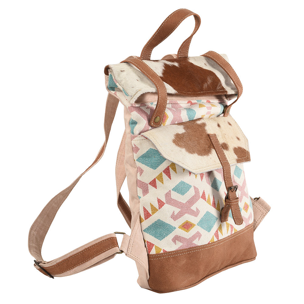 OHLAY KB164 Backpack Upcycled Canvas Hair-On Genuine Leather women bag western handbag purse