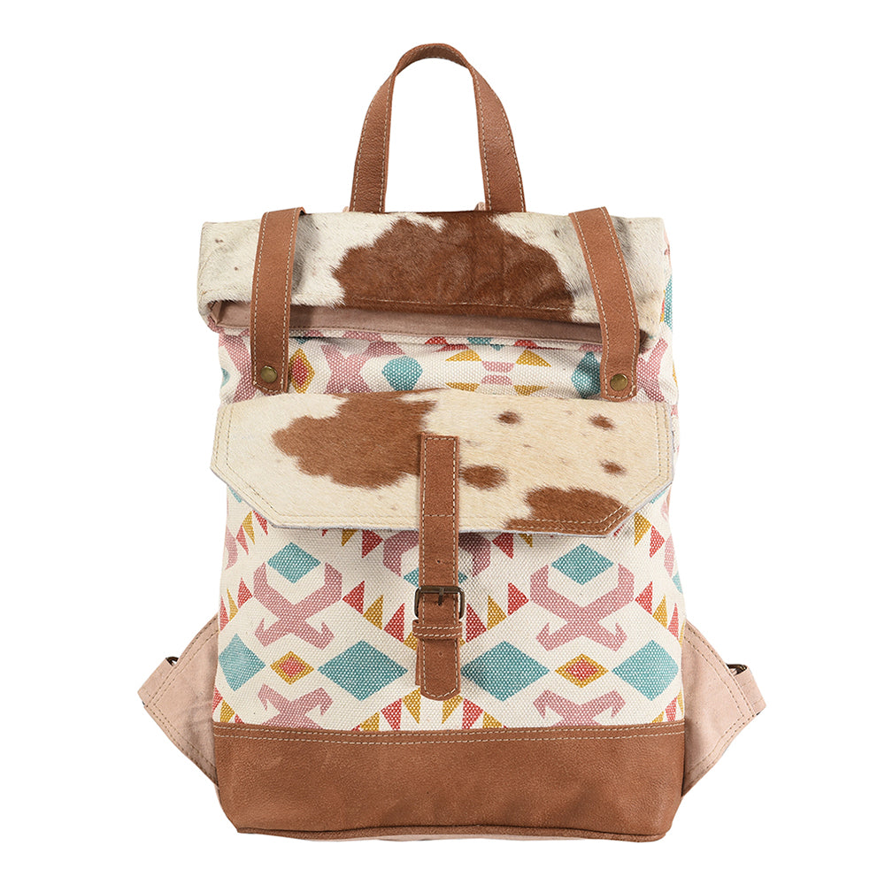 OHLAY KB164 Backpack Upcycled Canvas Hair-On Genuine Leather women bag western handbag purse