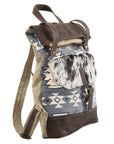 OHLAY KB165 Backpack Upcycled Canvas Hair-On Genuine Leather women bag western handbag purse