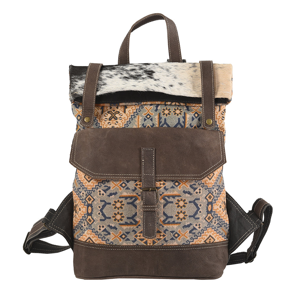 OHLAY KB166 Backpack Upcycled Canvas Hair-On Genuine Leather women bag western handbag purse