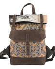 OHLAY KB166 Backpack Upcycled Canvas Hair-On Genuine Leather women bag western handbag purse
