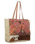 OHLAY KB168 TOTE Upcycled Wool Upcycled Canvas Hair-on Genuine Leather women bag western handbag purse