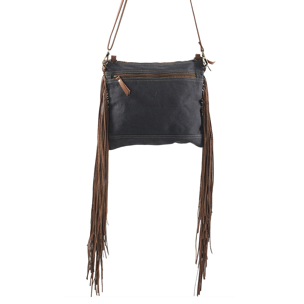 OHLAY KB171 Cross Body Upcycled Wool Upcycled Canvas Embossed Hair-On Genuine Leather women bag western handbag purse