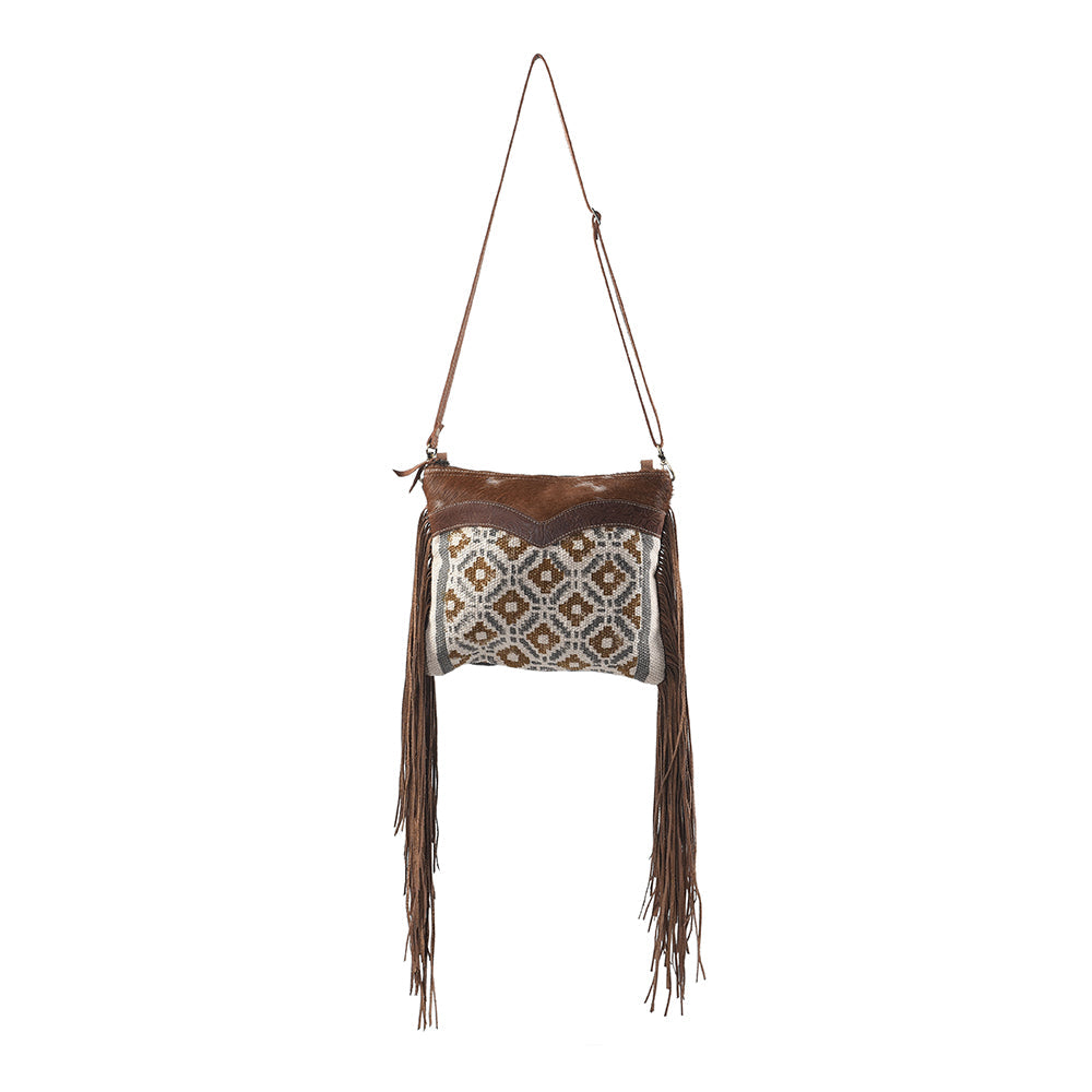 OHLAY KB171 Cross Body Upcycled Wool Upcycled Canvas Embossed Hair-On Genuine Leather women bag western handbag purse