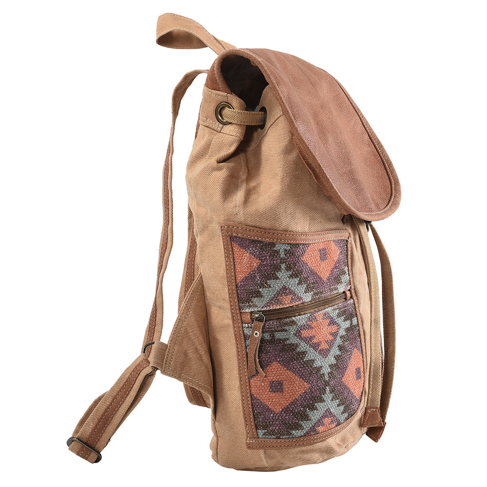 OHLAY KB178 Backpack Upcycled Canvas Genuine Leather women bag western handbag purse