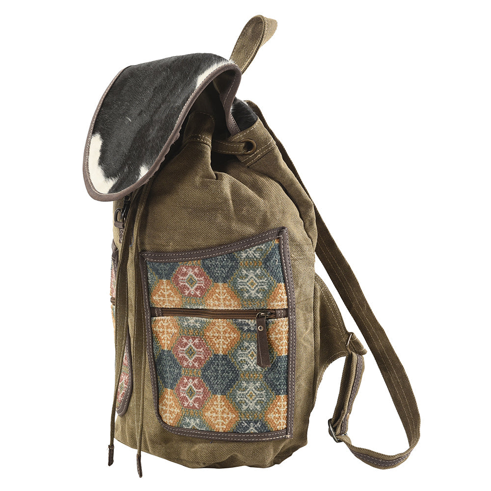 OHLAY KB179 Backpack Upcycled Canvas Hair-On Genuine Leather women bag western handbag purse