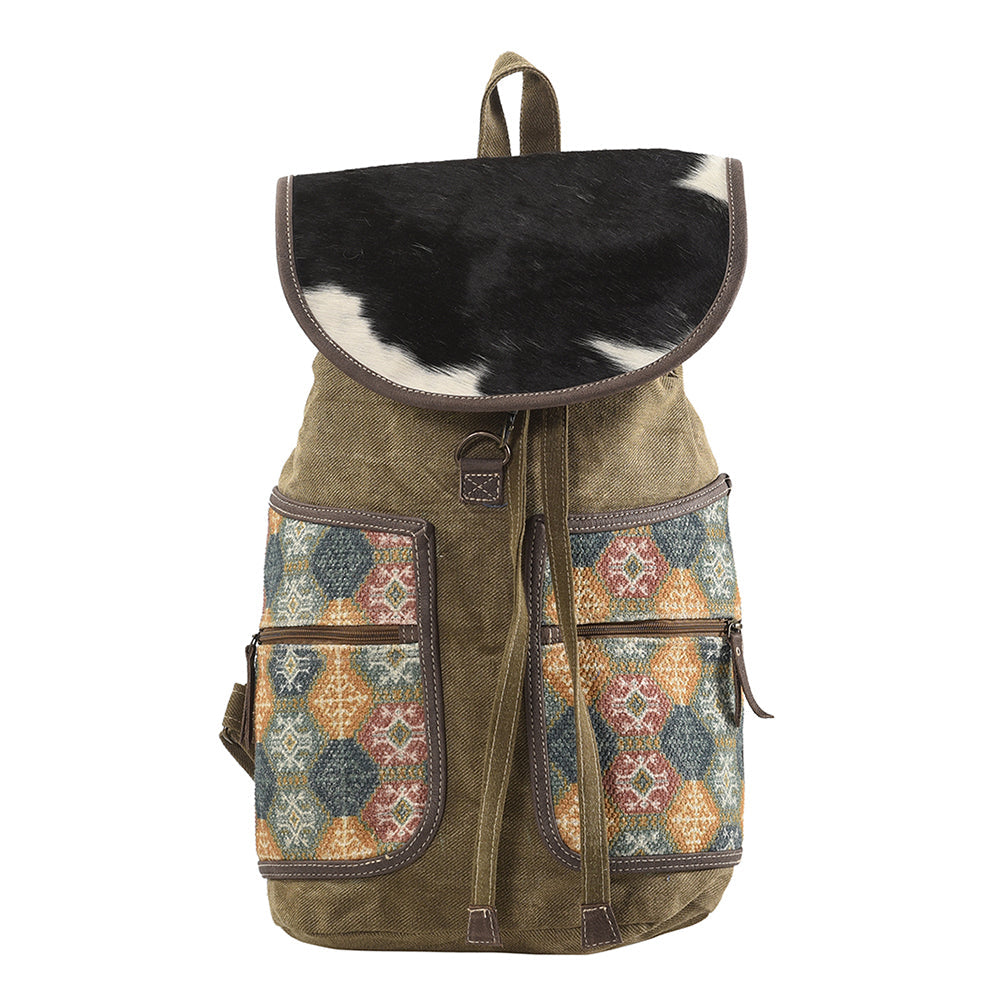 OHLAY KB179 Backpack Upcycled Canvas Hair-On Genuine Leather women bag western handbag purse