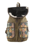 OHLAY KB179 Backpack Upcycled Canvas Hair-On Genuine Leather women bag western handbag purse