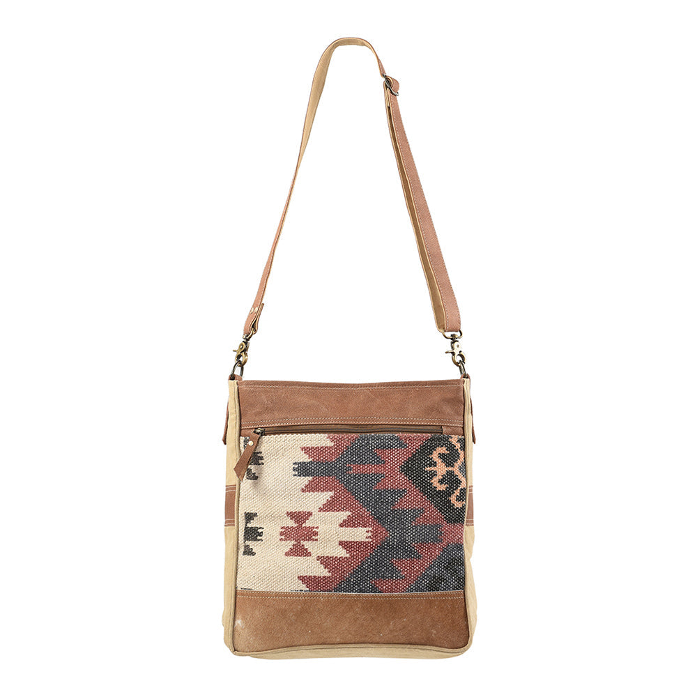 OHLAY MESSENGER Upcycled Wool Upcycled Canvas  Genuine Leather women bag western handbag purse
