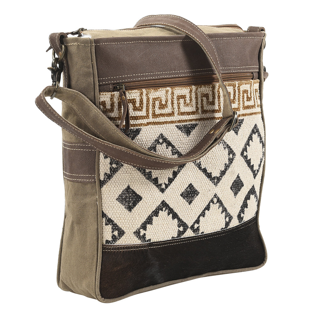OHLAY MESSENGER Upcycled Wool Upcycled Canvas  Genuine Leather women bag western handbag purse