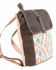 OHLAY KB190 Backpack Upcycled Canvas Genuine Leather women bag western handbag purse
