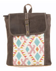 OHLAY KB190 Backpack Upcycled Canvas Genuine Leather women bag western handbag purse