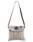 OHLAY KB192 Cross Body Upcycled Canvas Hair-On Genuine Leather women bag western handbag purse