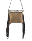 OHLAY Cross Body Upcycled Wool Canvas Embossed Hair-On Genuine Leather Women Bag Western Handbag Purse Womens Handbags