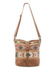 OHLAY Large Crossbody Upcycled Wool Canvas Genuine Leather women bag western handbag purse