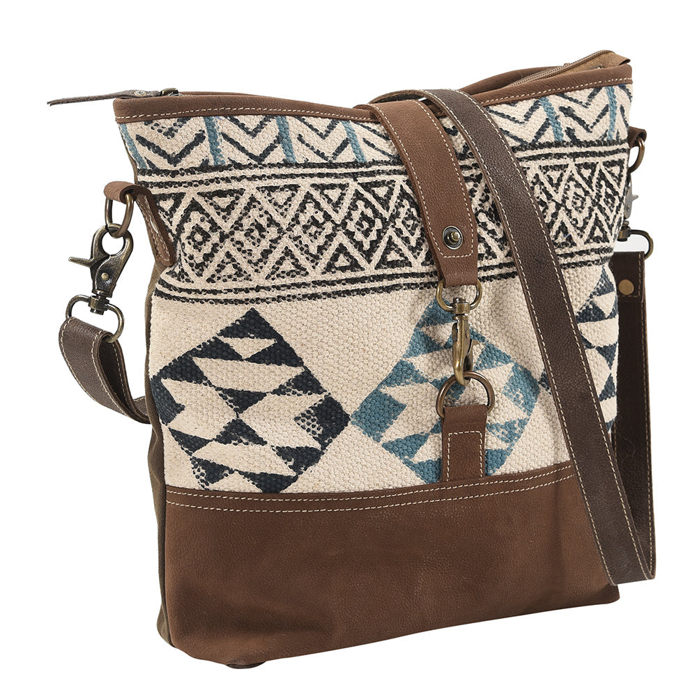 OHLAY MESSENGER Upcycled Wool Upcycled Canvas  Genuine Leather women bag western handbag purse