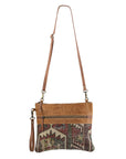 OHLAY KB202 Cross Body Upcycled Wool Upcycled Canvas Embossed Genuine Leather women bag western handbag purse